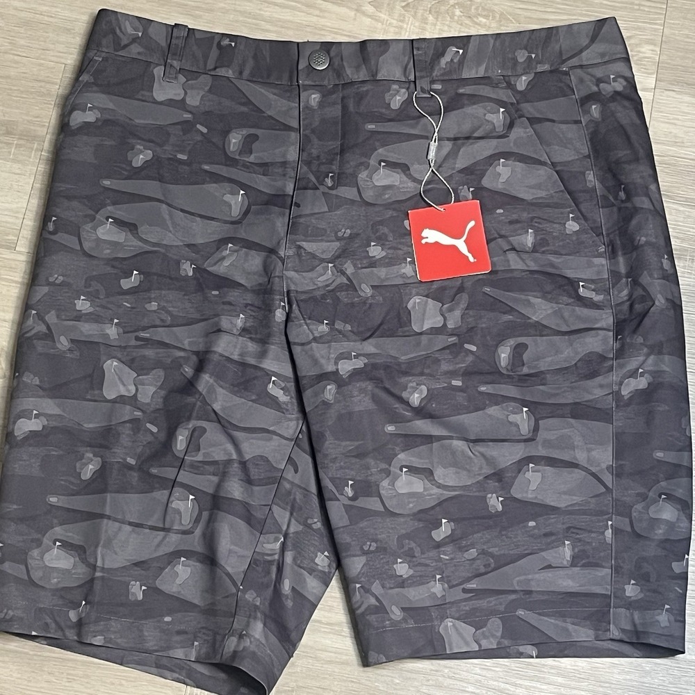 Puma Tailored Fit Flagstick Grey Camo Men's Golf Shorts Sz 36 Moisture Drycell
